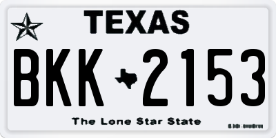 TX license plate BKK2153
