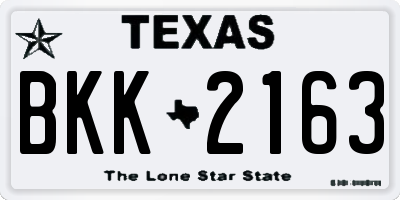 TX license plate BKK2163