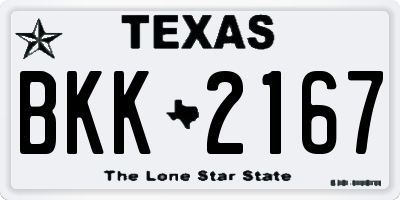 TX license plate BKK2167
