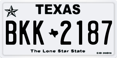 TX license plate BKK2187