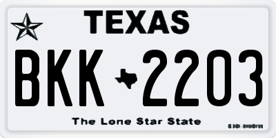 TX license plate BKK2203