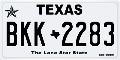 TX license plate BKK2283