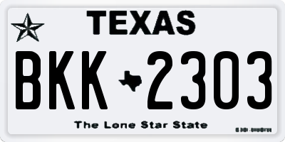 TX license plate BKK2303