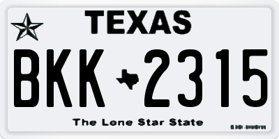 TX license plate BKK2315
