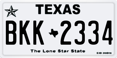 TX license plate BKK2334