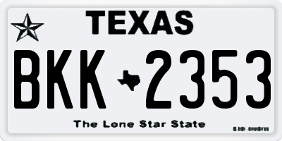TX license plate BKK2353