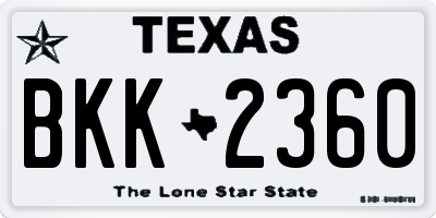 TX license plate BKK2360