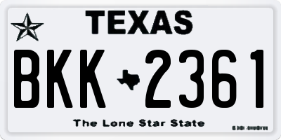TX license plate BKK2361