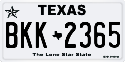TX license plate BKK2365