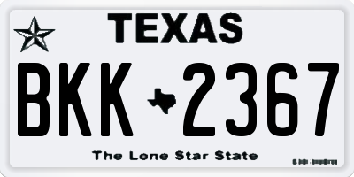 TX license plate BKK2367
