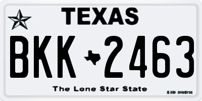 TX license plate BKK2463