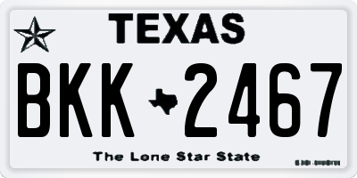 TX license plate BKK2467