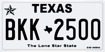 TX license plate BKK2500