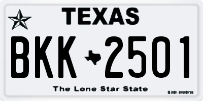 TX license plate BKK2501