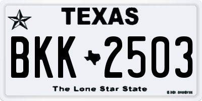 TX license plate BKK2503