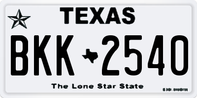 TX license plate BKK2540