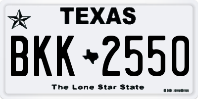 TX license plate BKK2550