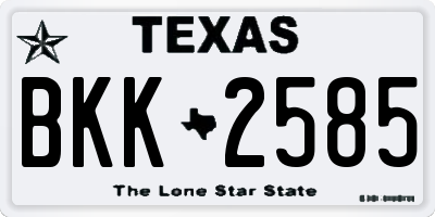 TX license plate BKK2585