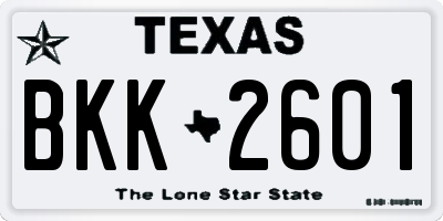 TX license plate BKK2601
