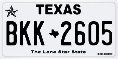 TX license plate BKK2605