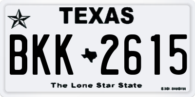 TX license plate BKK2615