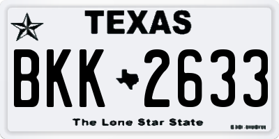 TX license plate BKK2633