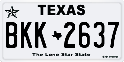 TX license plate BKK2637