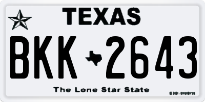 TX license plate BKK2643