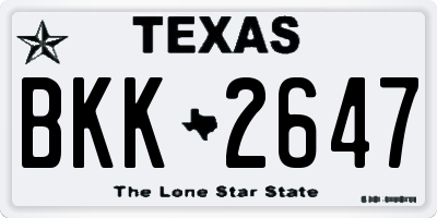 TX license plate BKK2647