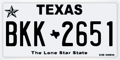 TX license plate BKK2651