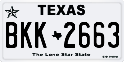 TX license plate BKK2663