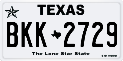TX license plate BKK2729