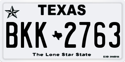 TX license plate BKK2763