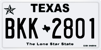 TX license plate BKK2801