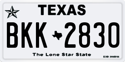 TX license plate BKK2830