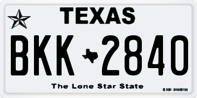 TX license plate BKK2840