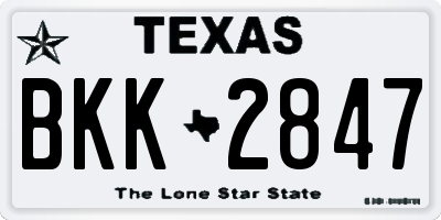 TX license plate BKK2847