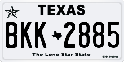 TX license plate BKK2885