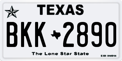 TX license plate BKK2890