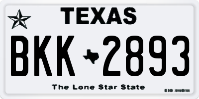 TX license plate BKK2893