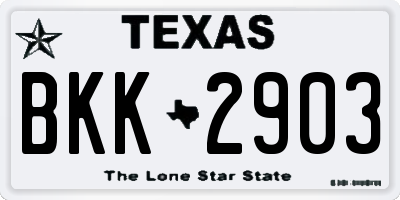 TX license plate BKK2903