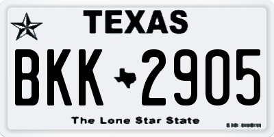TX license plate BKK2905