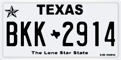 TX license plate BKK2914