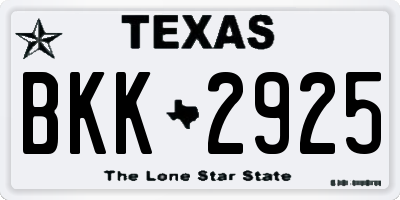 TX license plate BKK2925