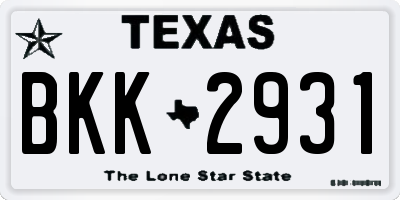 TX license plate BKK2931