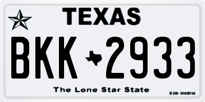 TX license plate BKK2933