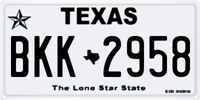 TX license plate BKK2958