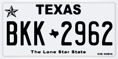 TX license plate BKK2962