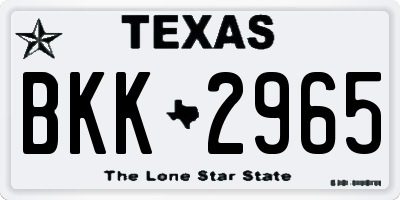 TX license plate BKK2965