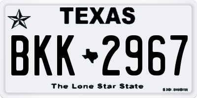 TX license plate BKK2967